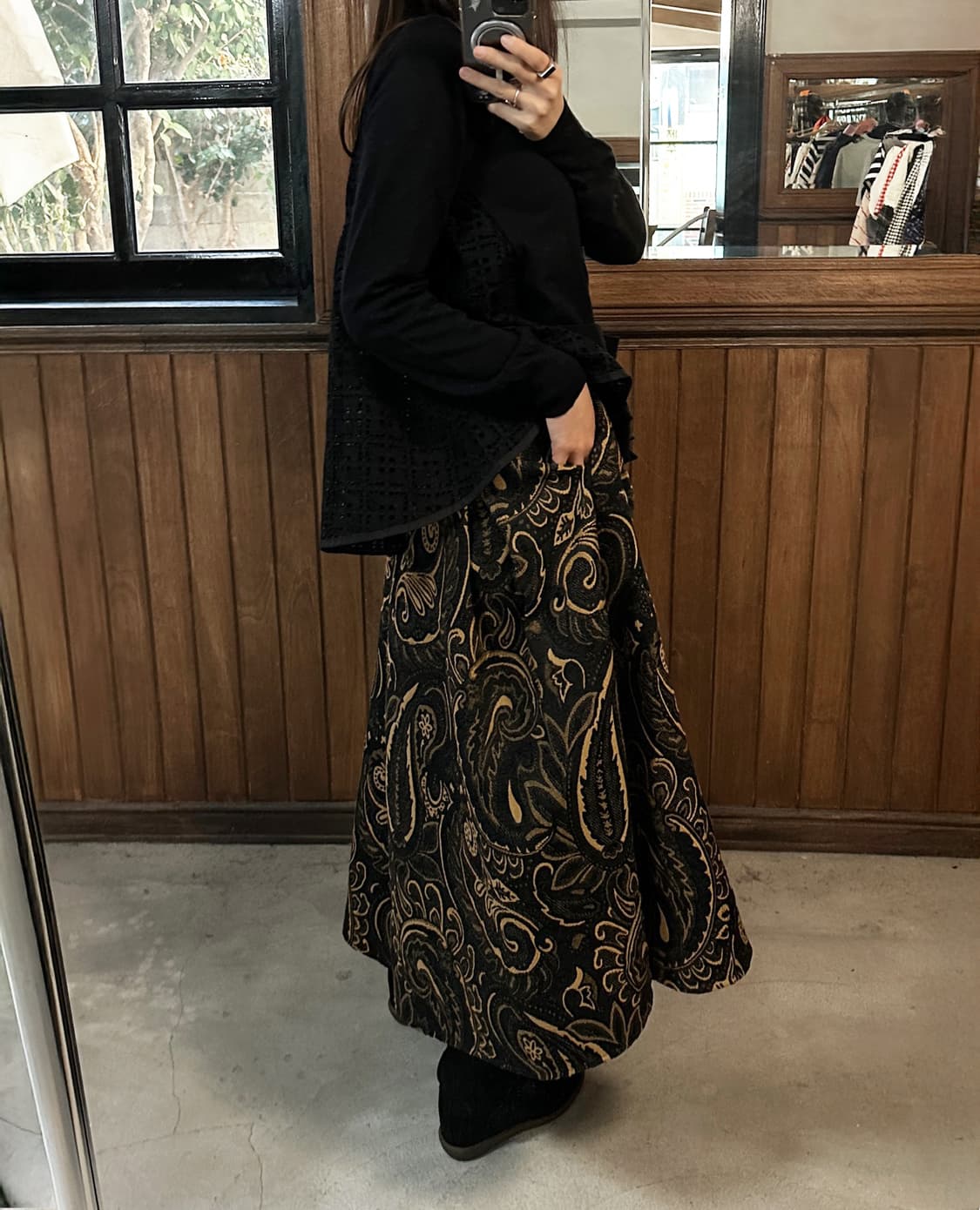 FRENCH FAVE paisley jacquard flare skirt 상품이미지1