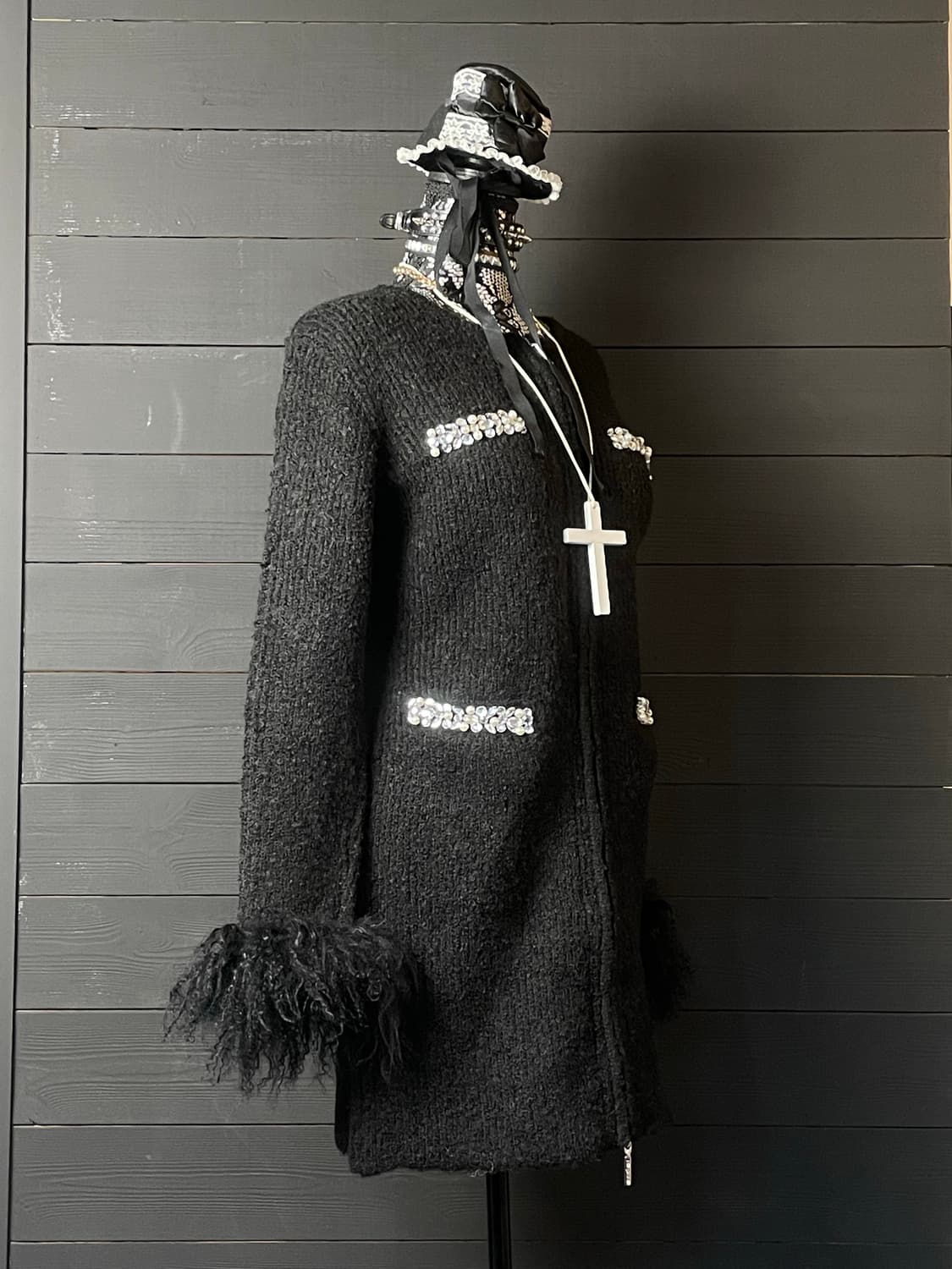 RADY 라디 큐빅 퍼 니트 블랙 가디건 상품이미지2