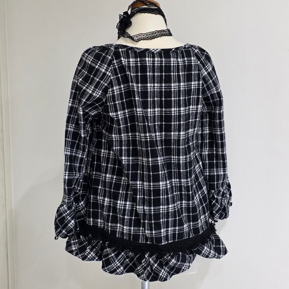 블랙로리타 체크 캉캉 블라우스 상품이미지4