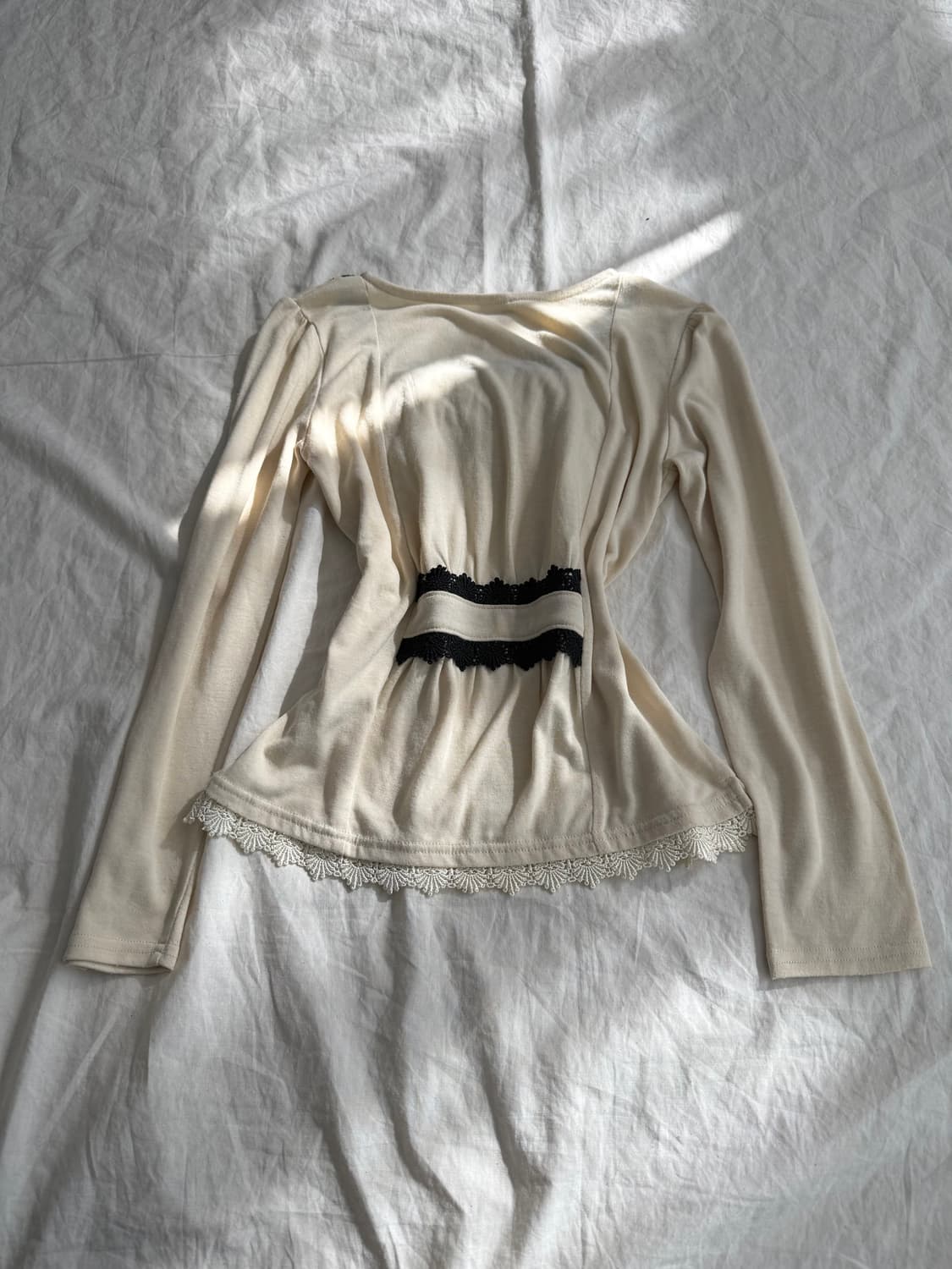 엑시즈팜 옐로우베이지 로걀 왕리본 블라우스 탑 상품이미지5