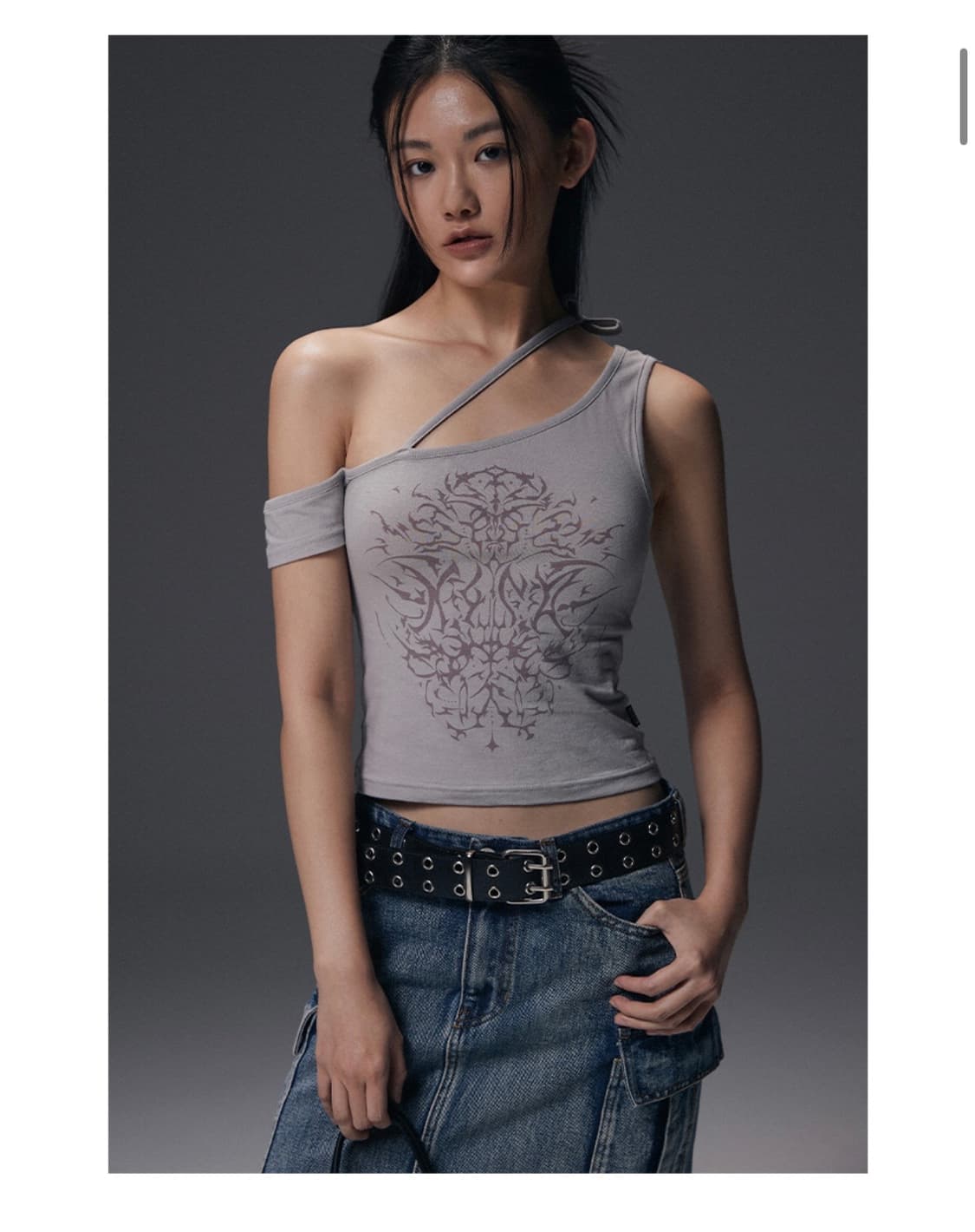 W Lotus One Shoulder Sleeveless - Beige 상품이미지2