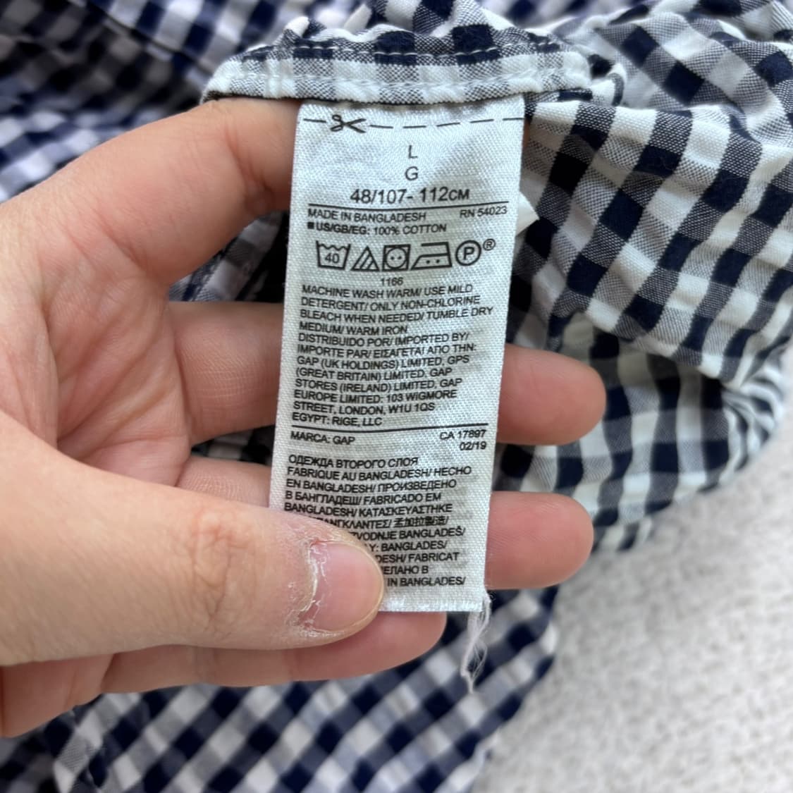 L 갭 깅엄 체크 패턴 반팔 셔츠 0415E 상품이미지4