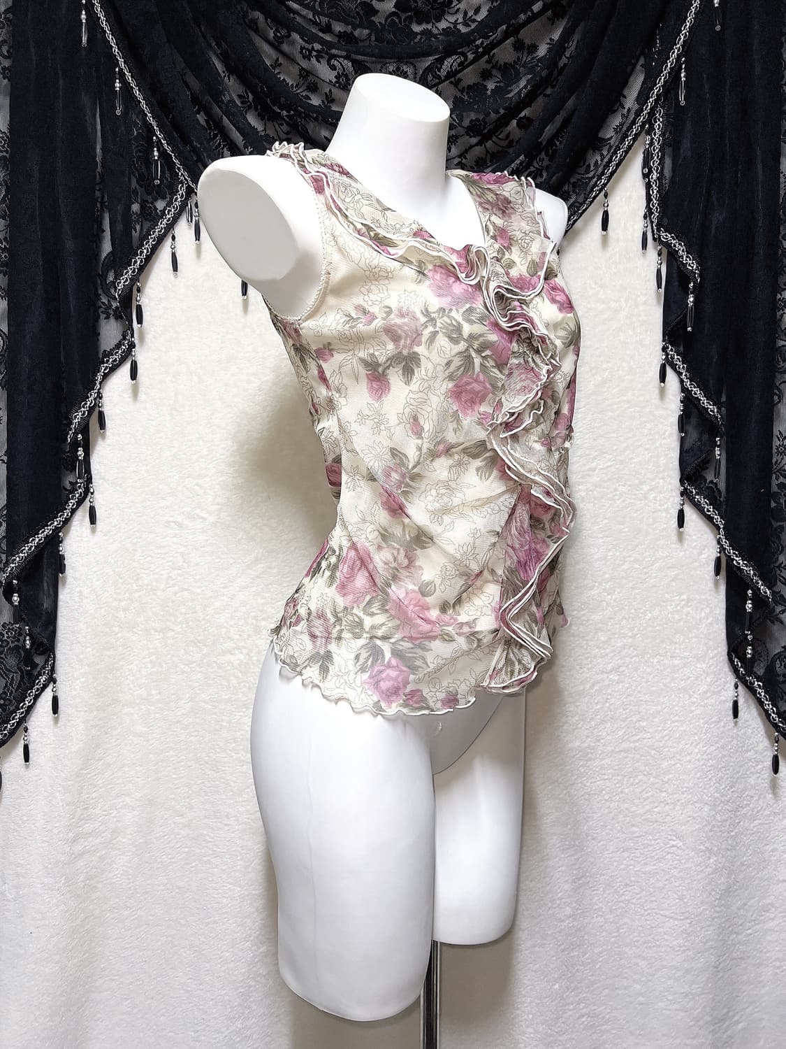 오리엔탈 페어리 모리 플라워 프릴 블라우스 나시 로걀탑 로맨틱갸루 핀터 상품이미지2