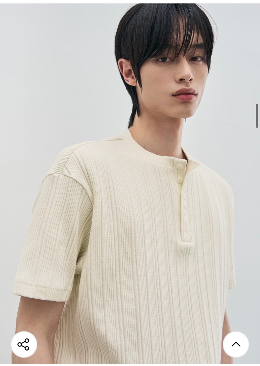 (L) 드로우핏 만재 콜라보 리브드 헨리넥 반팔 티셔츠 IVORY 상품이미지7