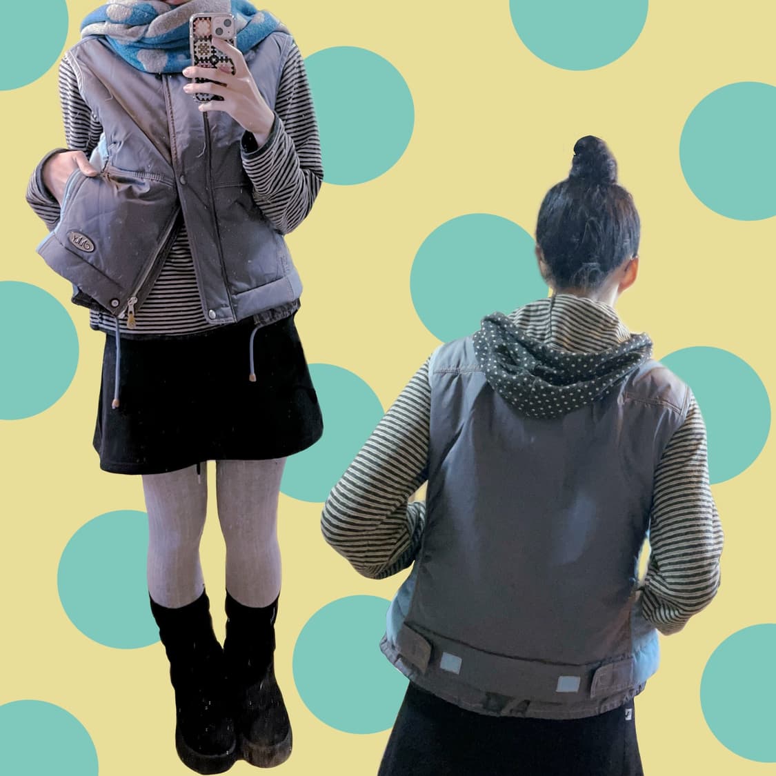 오일릴리 빈티지 스카이블루 패딩 베스트 상품이미지2