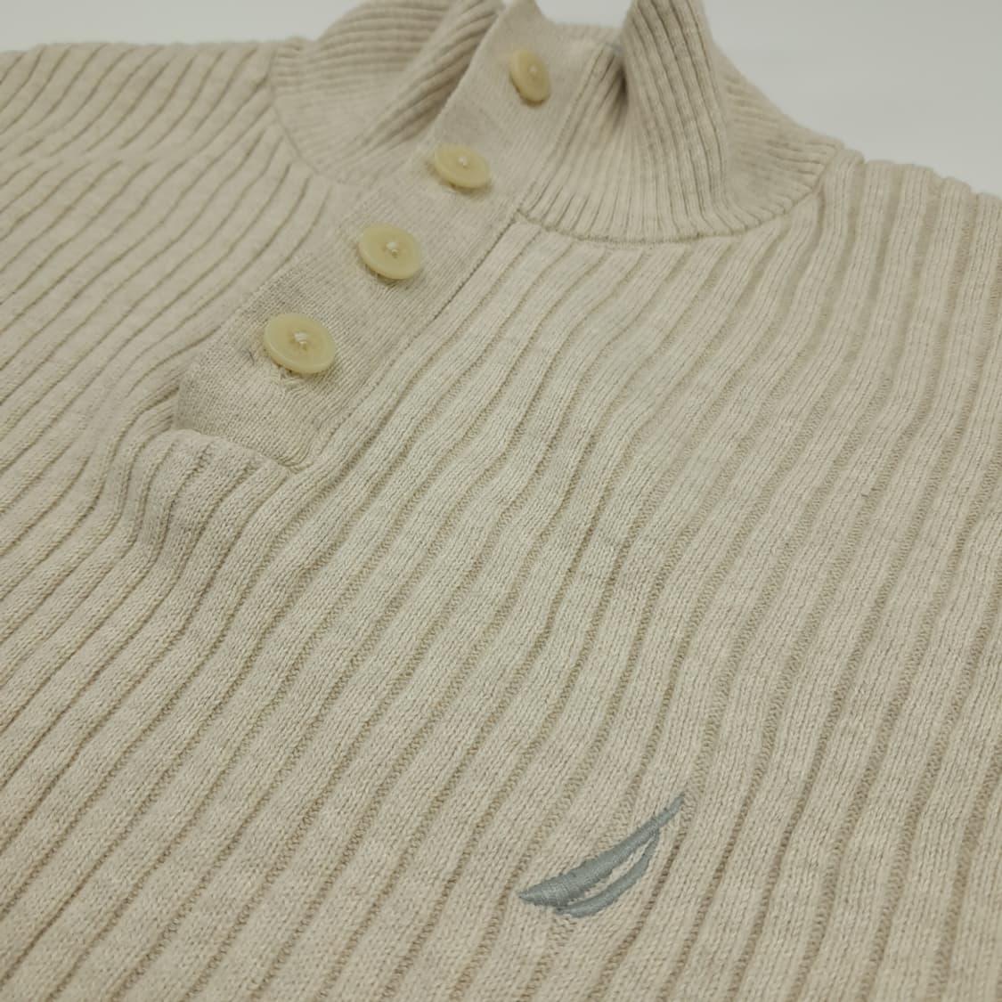 CN977 XL 노티카 연베이지 리브드 하프버튼 긴팔 니트 스웨터 상품이미지3