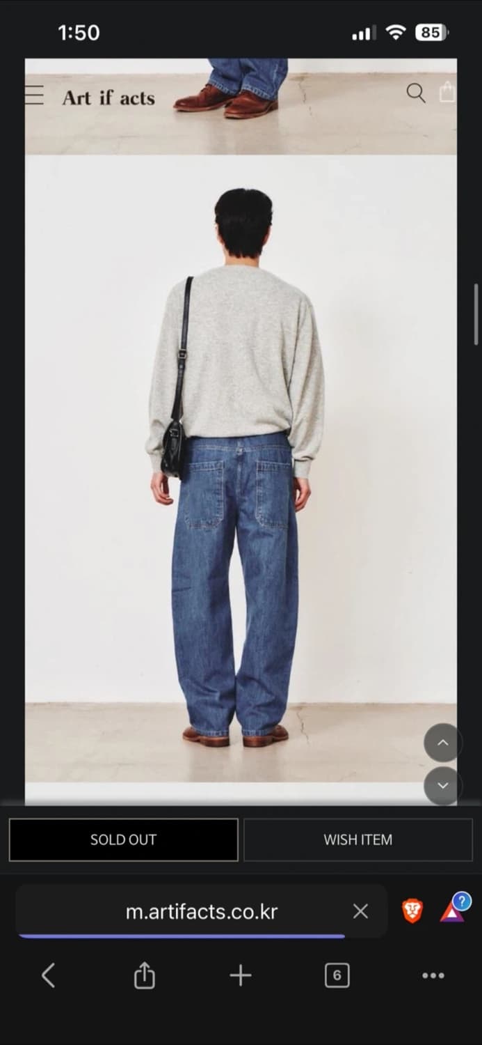 Art if acts 원턱 커브 데님 인디고 L 상품이미지3