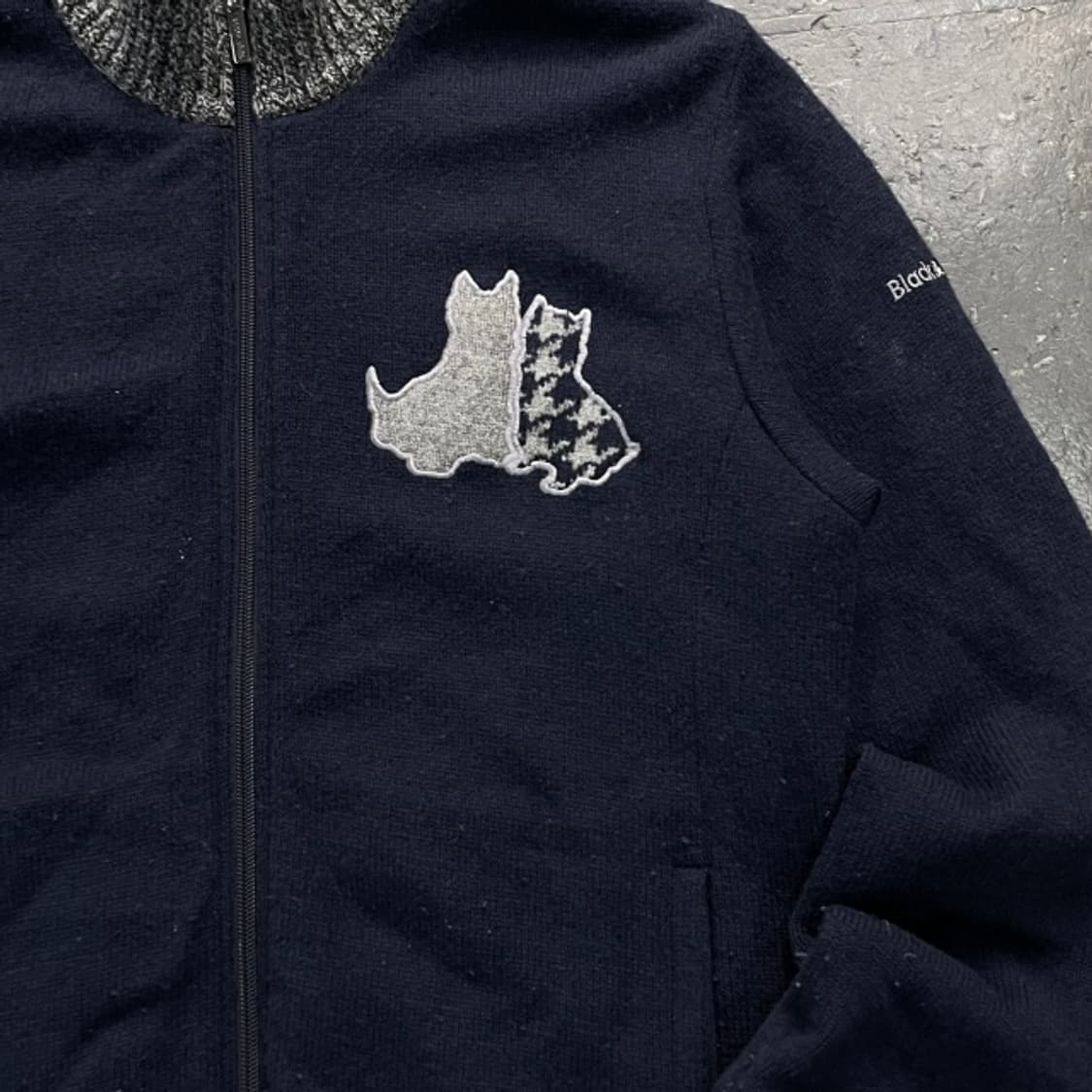 100 블랙앤화이트 방풍 니트집업 상품이미지2