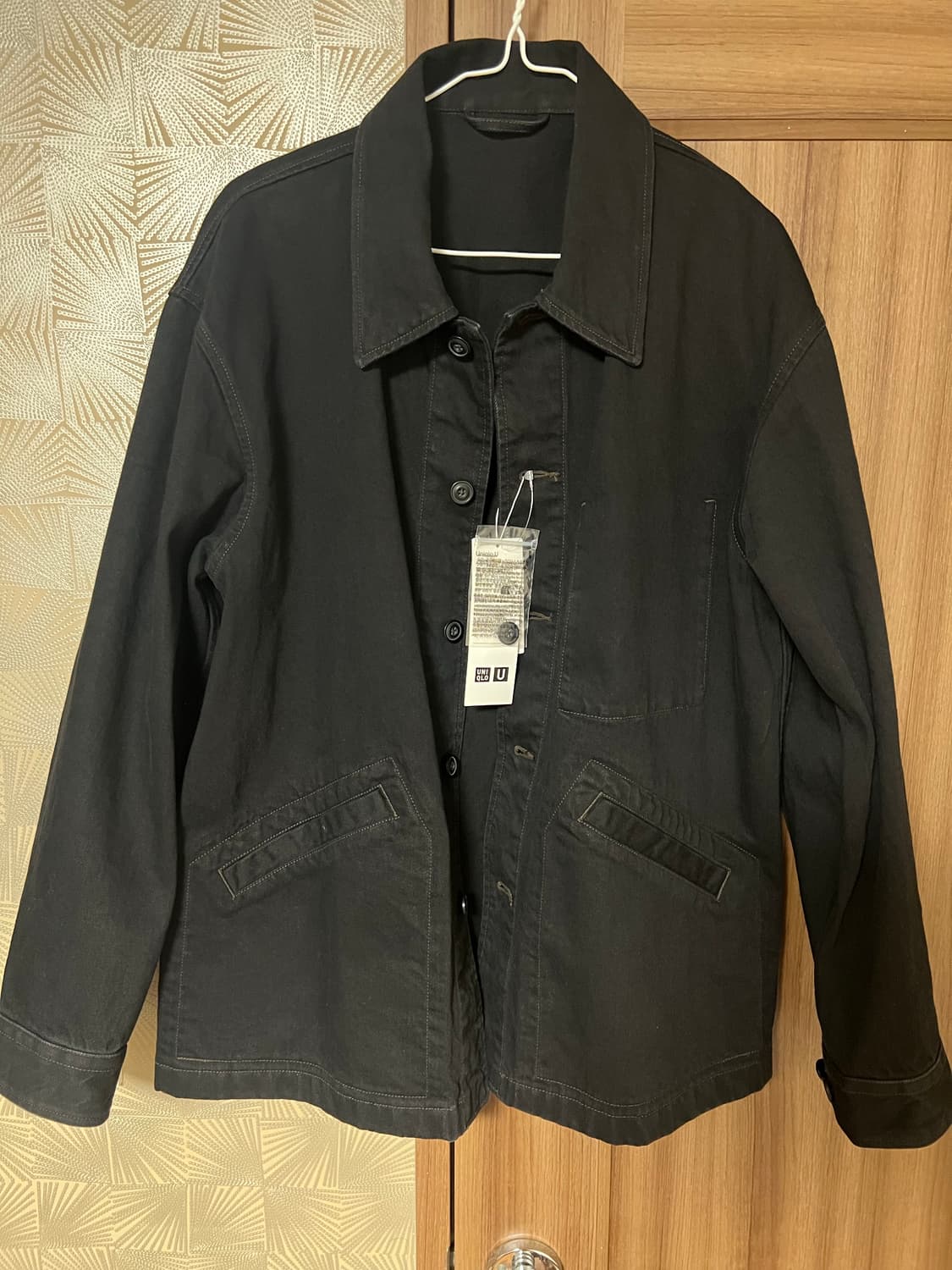 (새제품) 유니클로 오버사이즈컬러데님재킷 블랙 L사이즈 상품이미지2