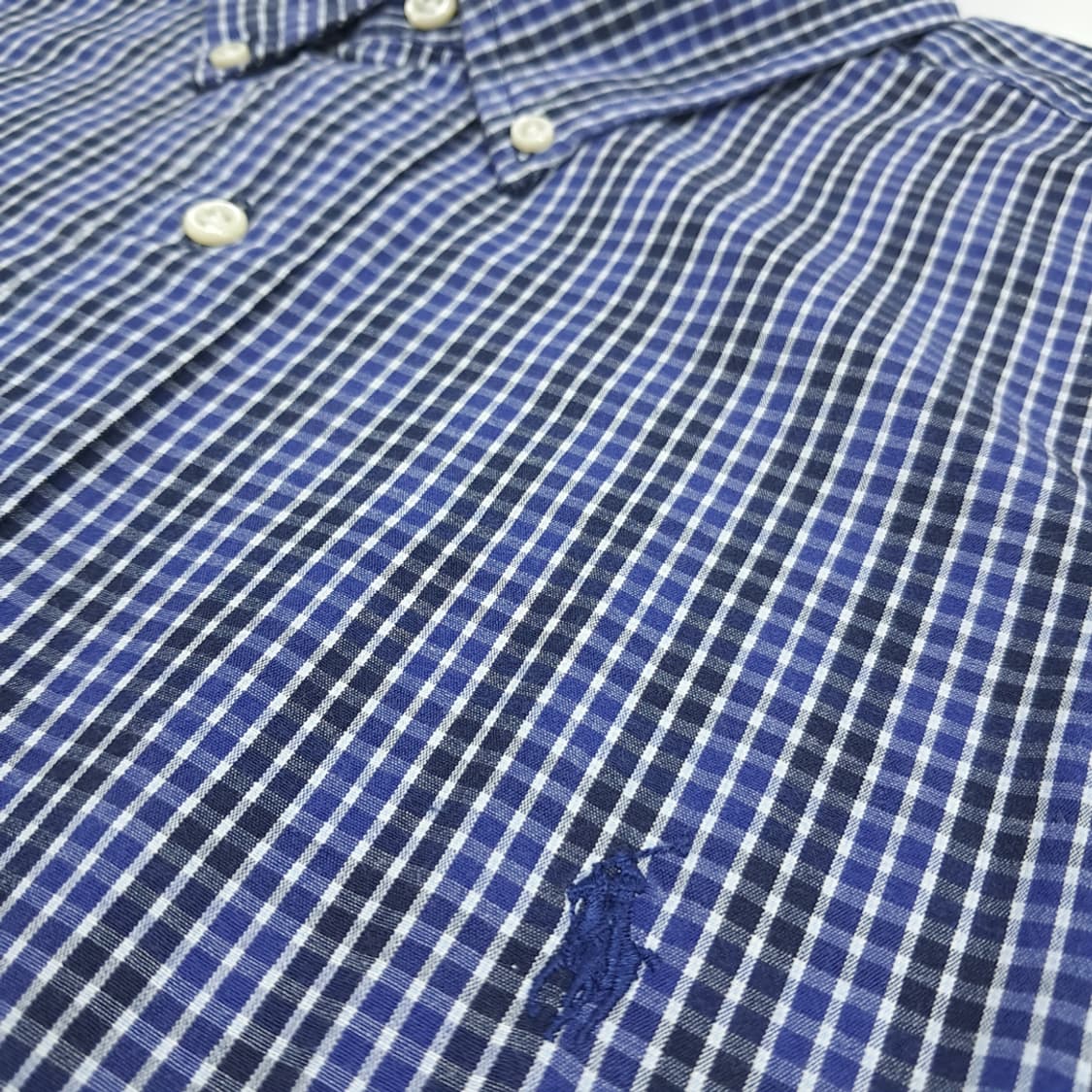 Co854 XL 폴로 랄프로렌 블루블랙 마이크로체크 긴팔 셔츠 남방 상품이미지5