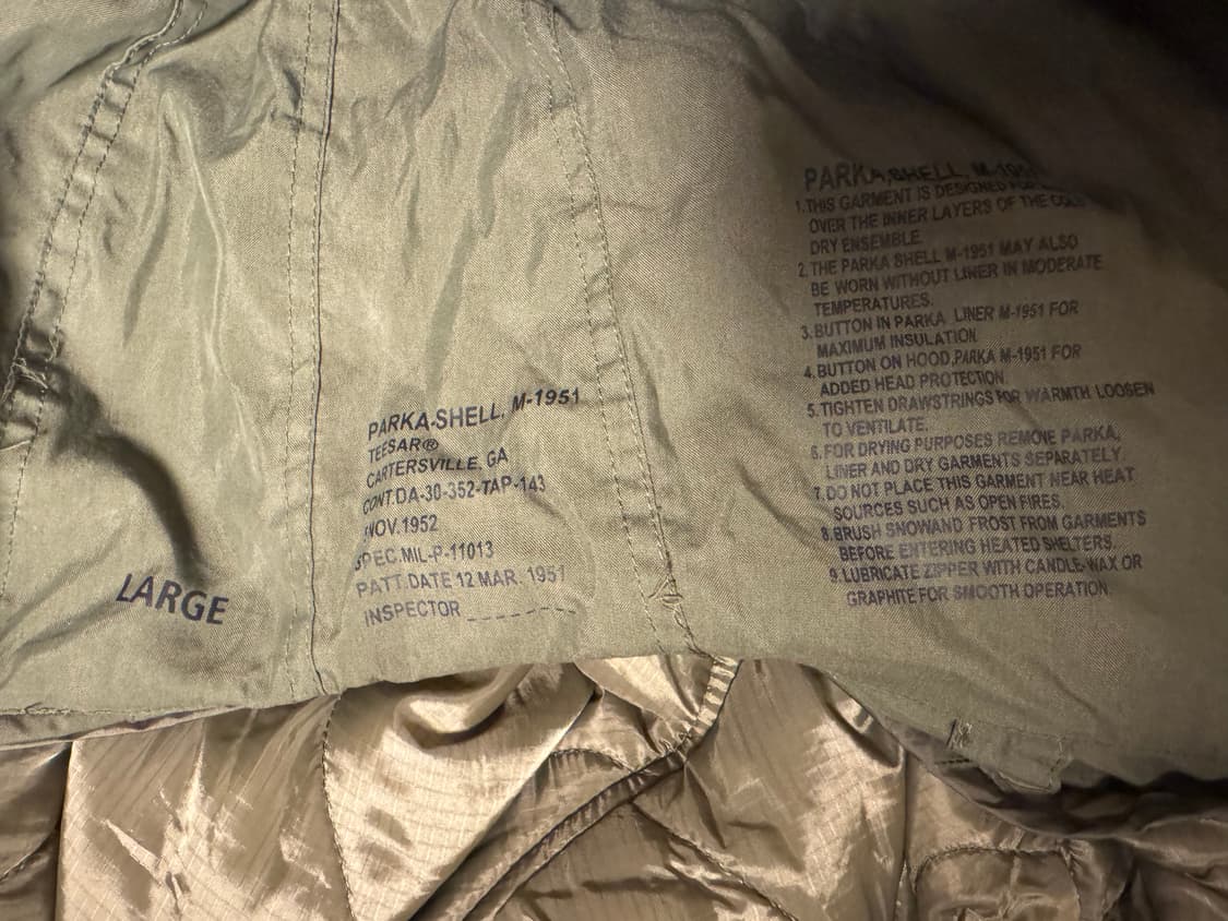 밀텍 m51 피쉬테일 야상 파카 내피포함 L사이즈 상품이미지5