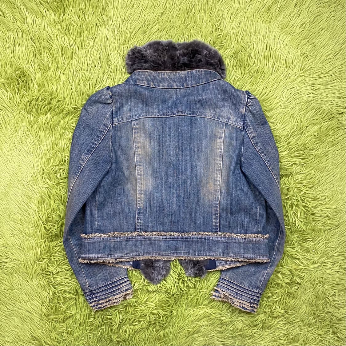 TO BE CHIC 렉서스 래빗 퍼 트리밍 컷 오프 데님 자켓 상품이미지5