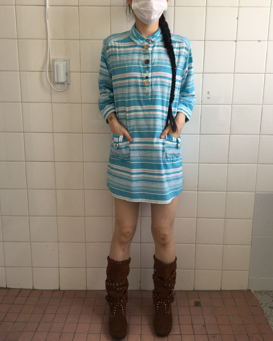 Button point stripe pattern shirt 상품이미지7