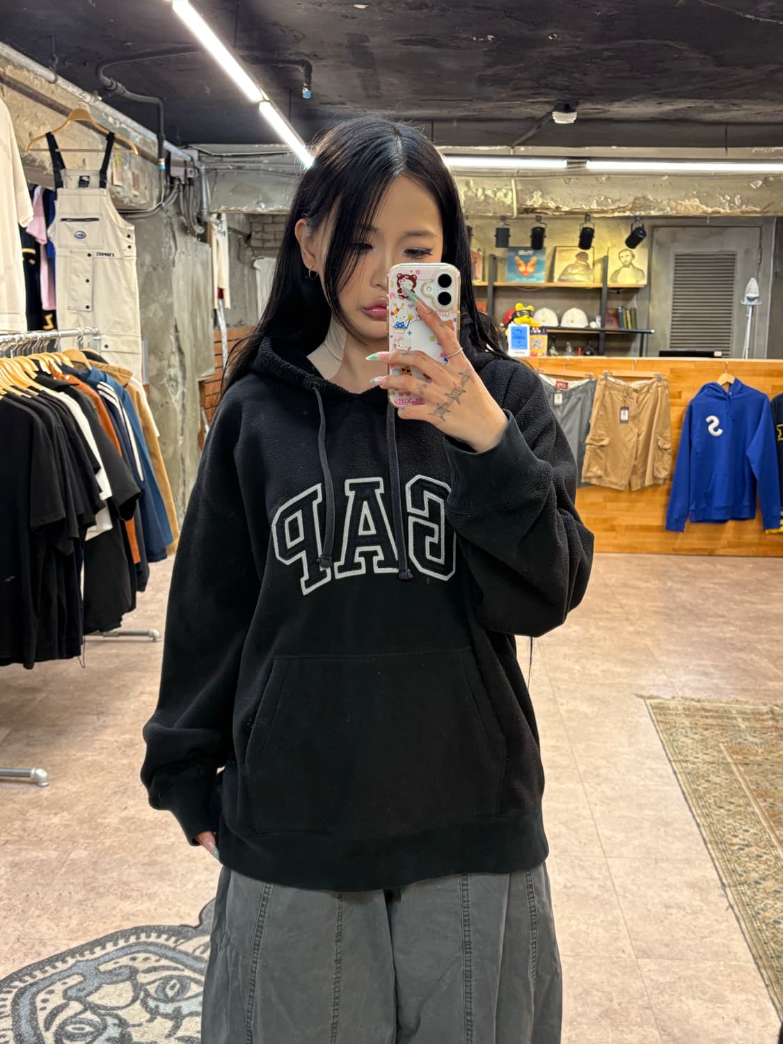 Gap 갭 블랙 플리스 후드티 #csz4276 상품이미지3