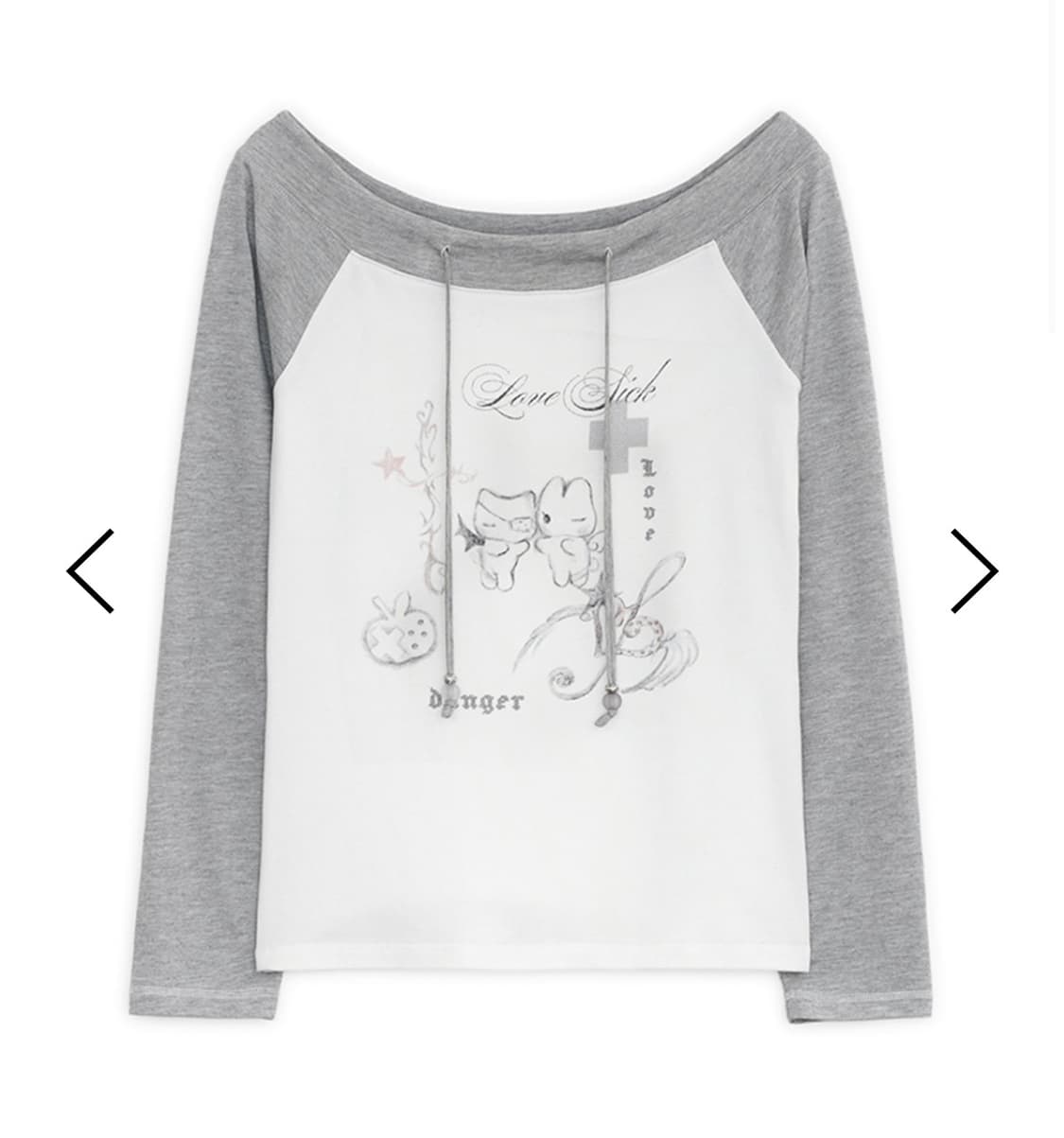 허그유어스킨 Love sick drawing off-shouler top 상품이미지1