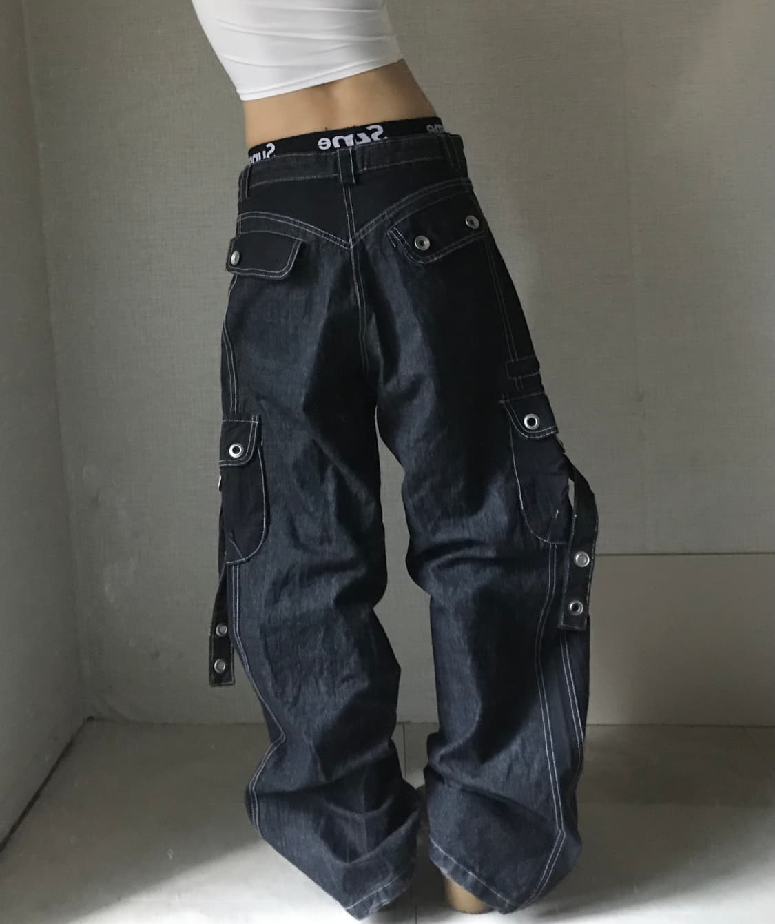 빈티지 스트랩디테일 데님 카고팬츠 상품이미지2