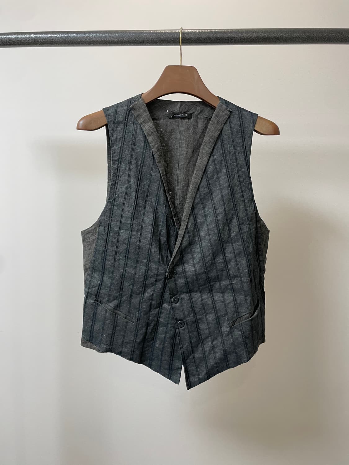 (S) Transit 트랜짓 스트라이프 투톤 린넨 코튼 베스트 상품이미지1