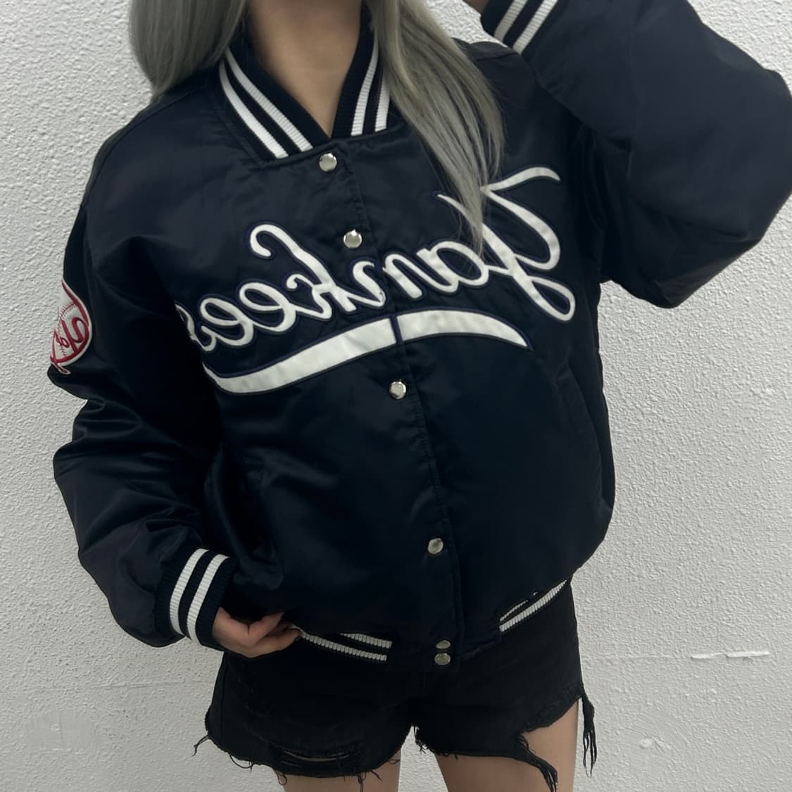 90's 마제스틱 네이비 양키즈 바시티 자켓 S 상품이미지2