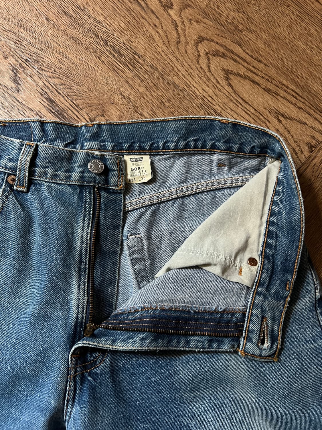 [33]00's 리바이스 505 Made in USA 빈티지워싱 데님팬츠 상품이미지3