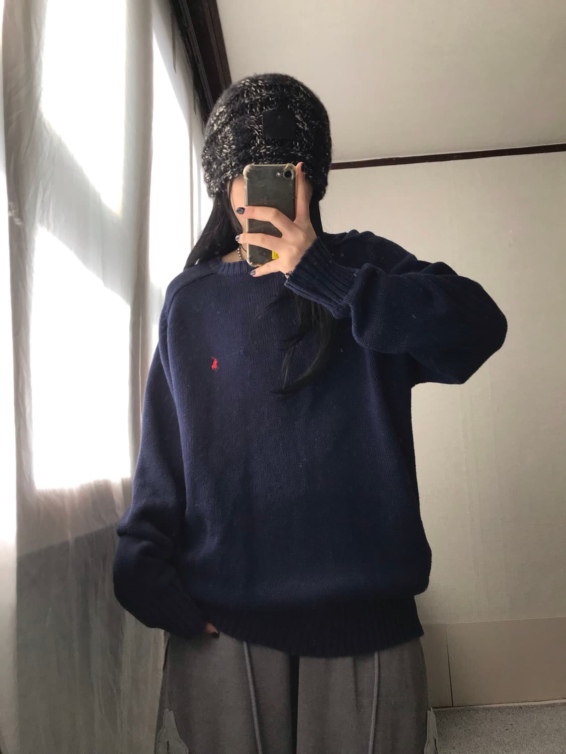 폴로 네이비 오버핏 니트 상품이미지4