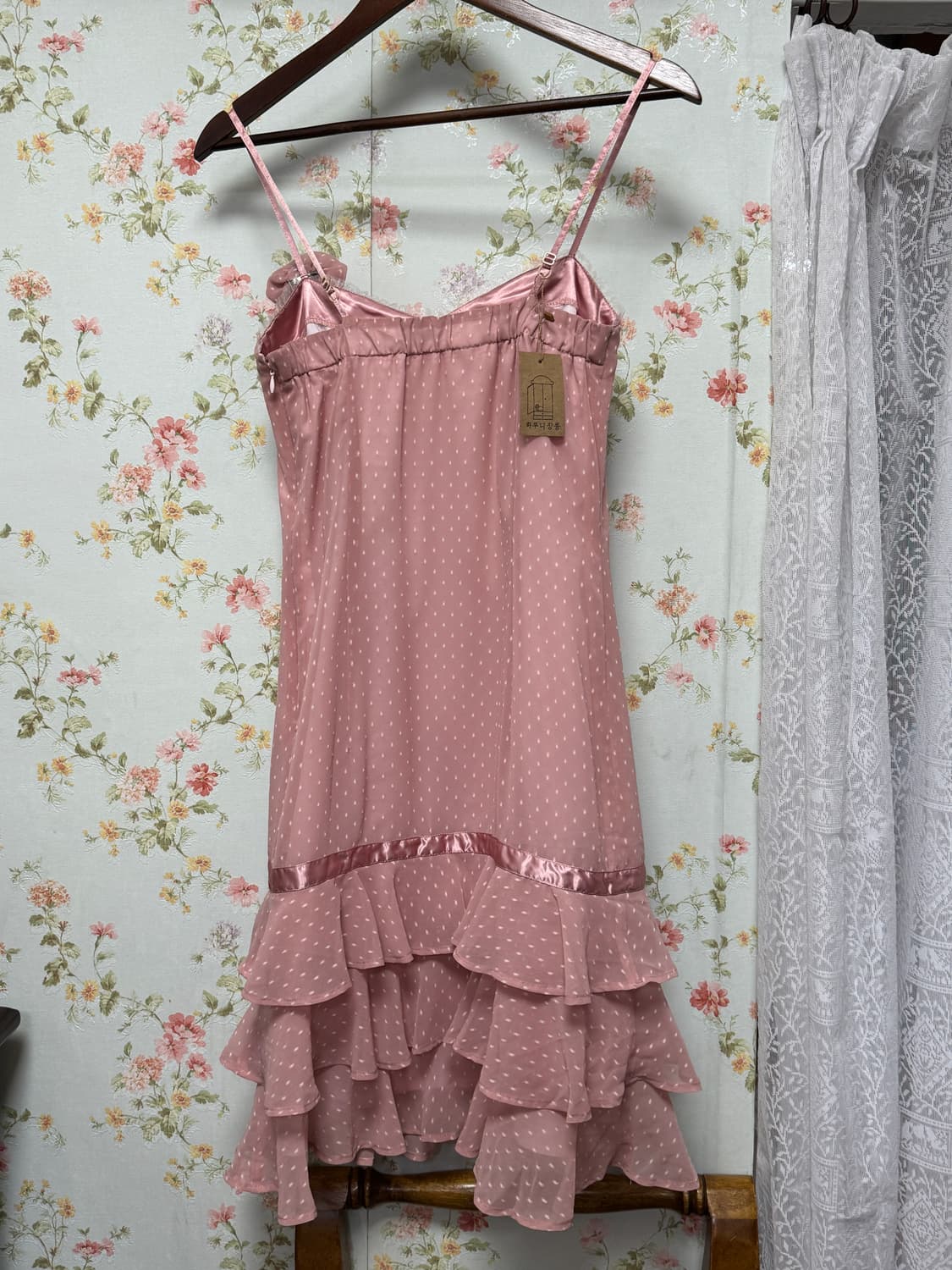 핑크 코사지 슬리브리스원피스 상품이미지2