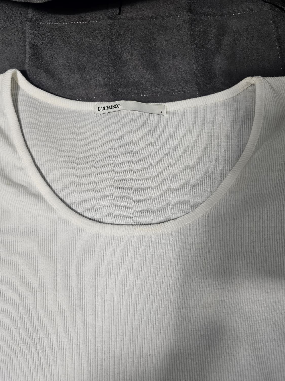 보헤미안서울 half ribbed t white 반팔 S 상품이미지2