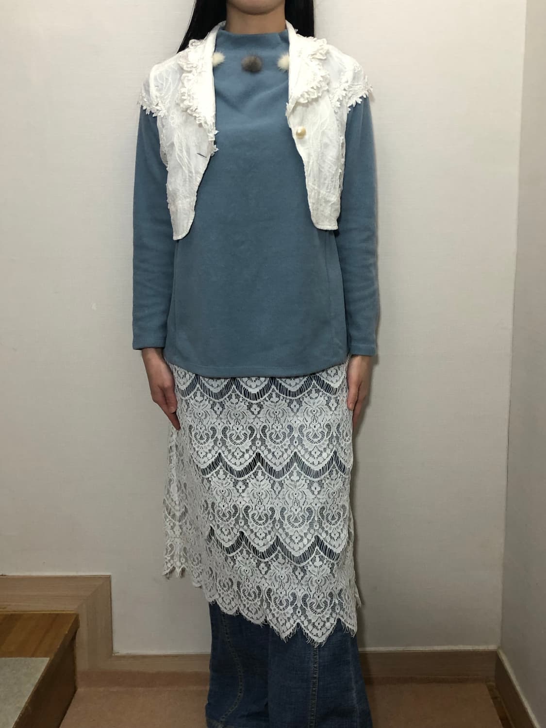 빈티지 화이트 레이스 크롭 자켓 상품이미지5