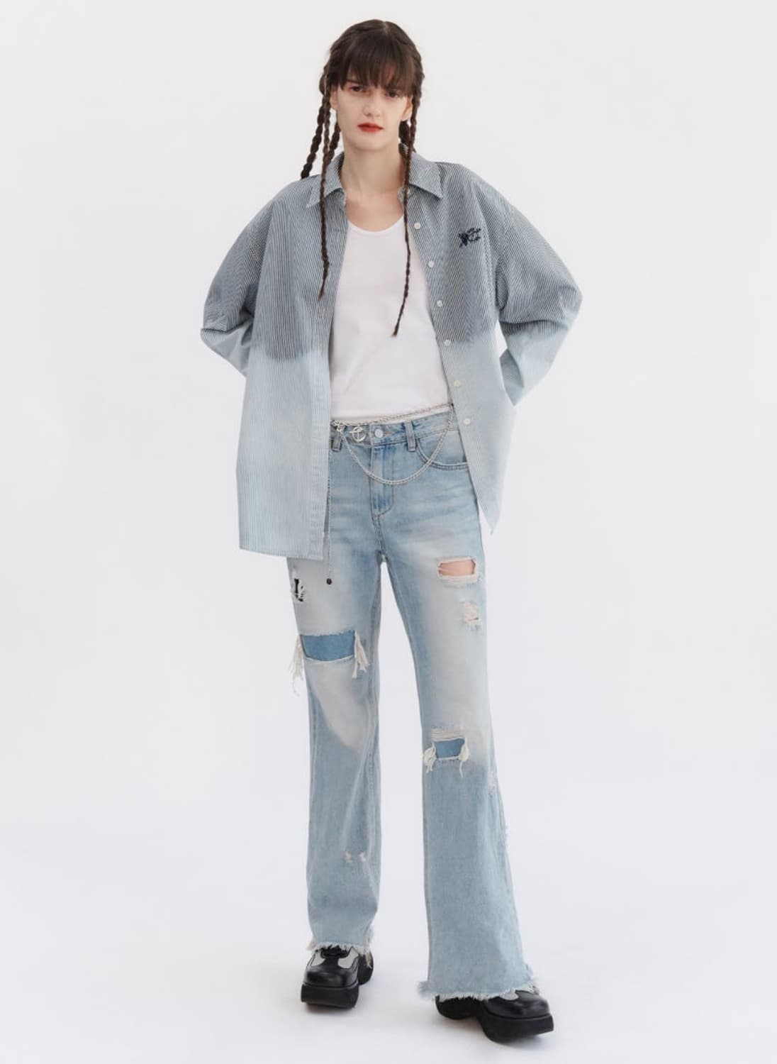 더오픈프로덕트 HALF BLEACHED DENIM SHIRT 상품이미지3