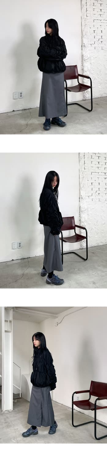 우화 미니멀 스트링 셔링 집업 자켓 점퍼 / 링클 벌룬 상품이미지6