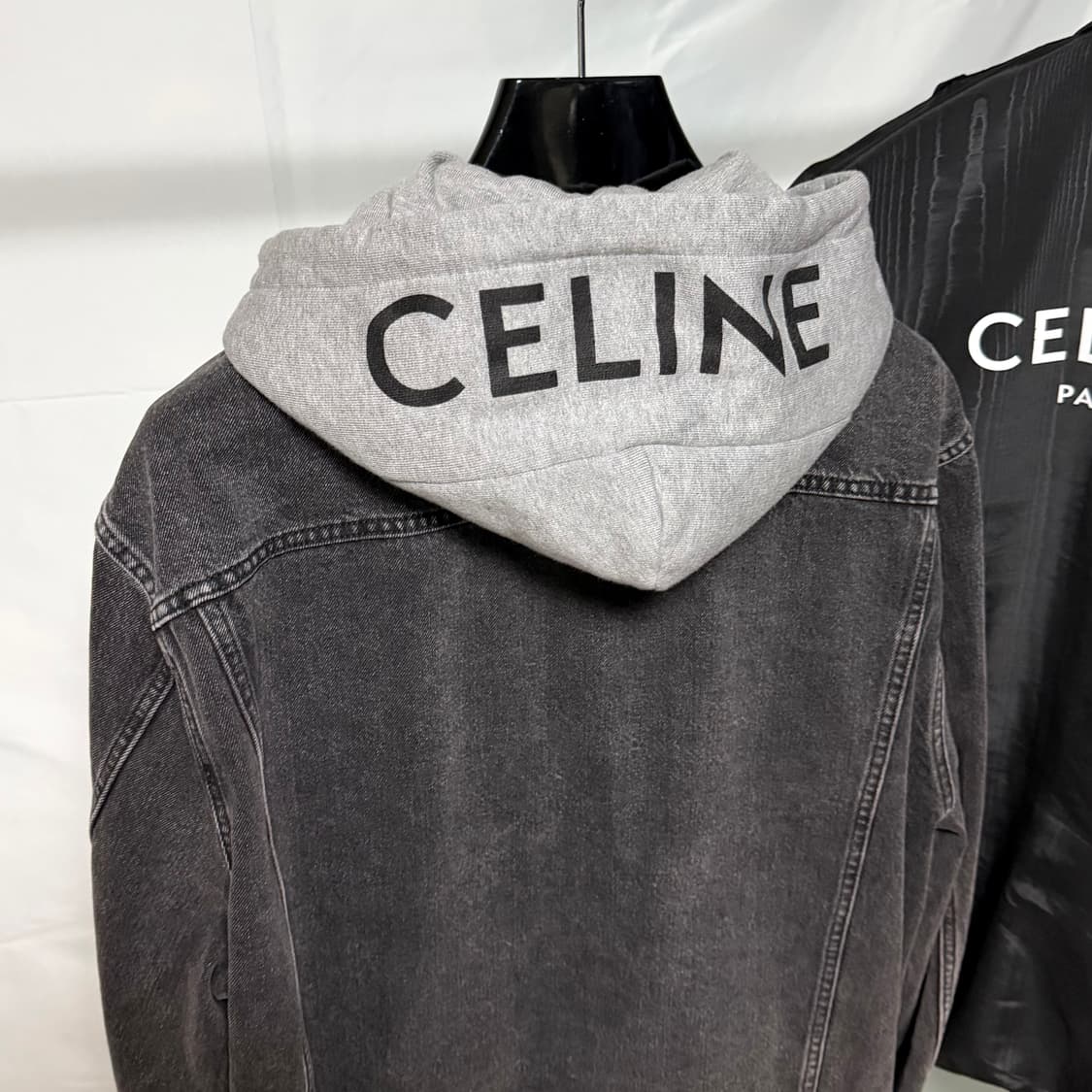 [S+급/XL] 셀린느 백로고 후드 데님 흑청자켓 상품이미지2