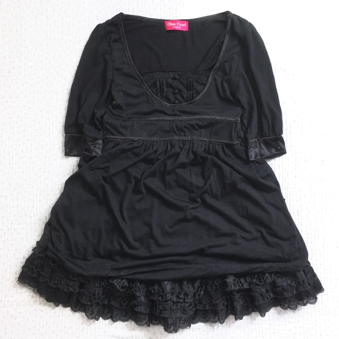 JPN/ 블랙 레이스 프릴 블라우스 히메갸루 갸류원피스 펑크 상품이미지1