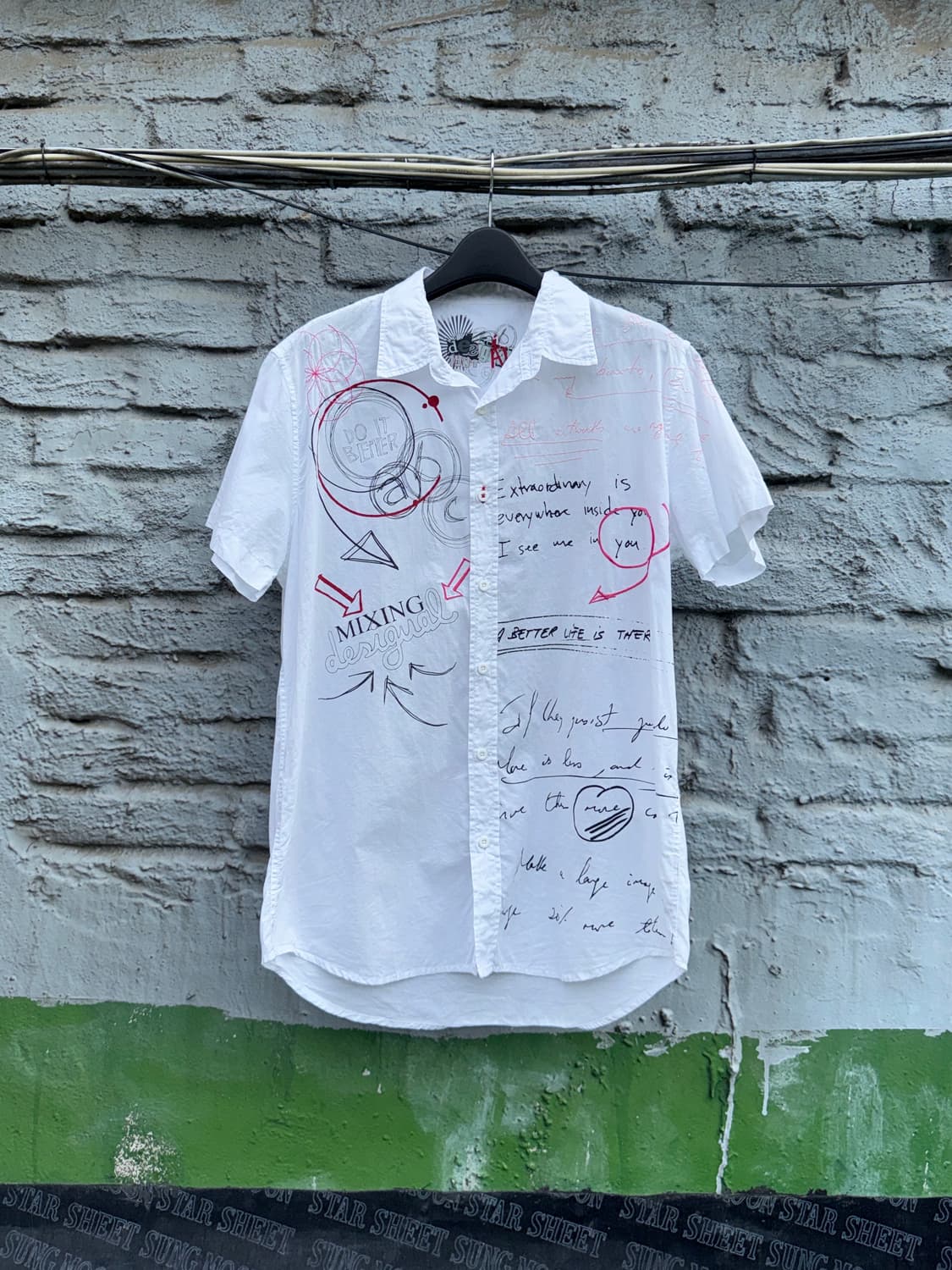 Desigual 데시구알 자수 화이트 반팔 셔츠(L) 상품이미지1