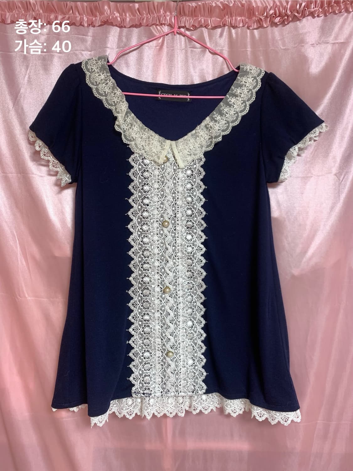 CECIL McBEE 세실맥비 레이스 반팔 티셔츠 갸루 상품이미지1