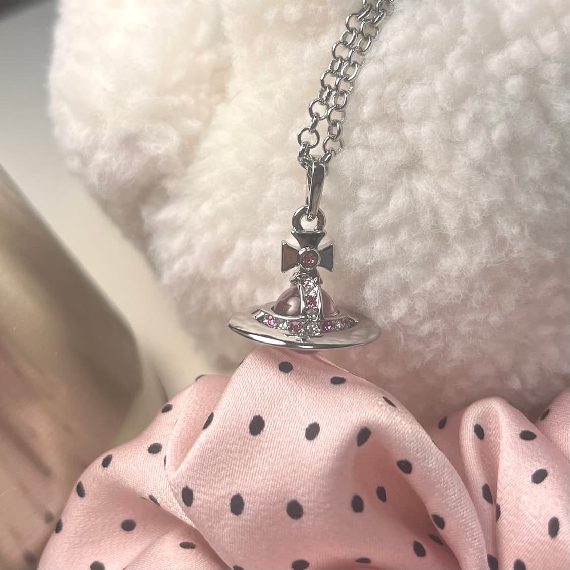 비비안웨스트우드 핑크 orb 목걸이 상품이미지1