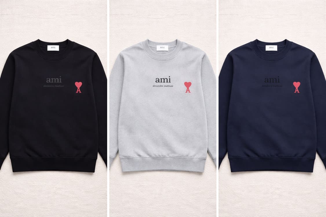 아미 스몰 하트 로고 맨투맨 블랙/그레이/네이비 상품이미지1