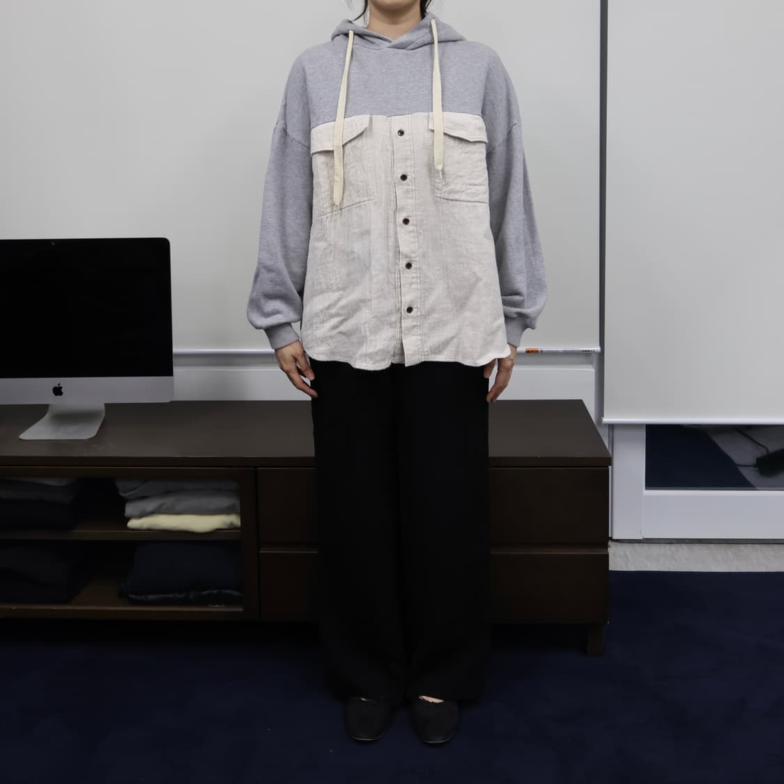 Gomme shirt mixed hoodie 상품이미지1