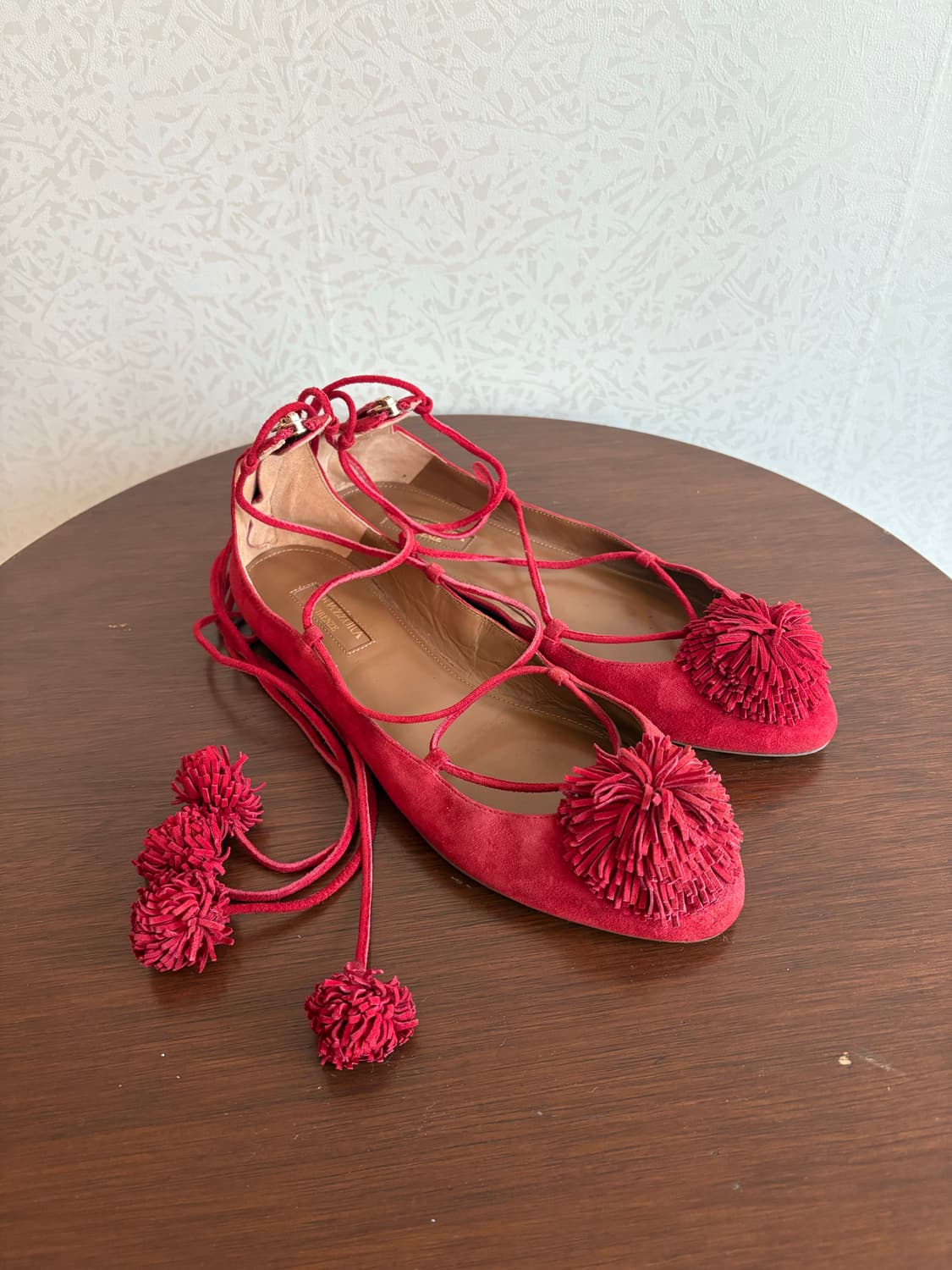 Aquazzura 스웨이드 테슬 발레리나 플랫슈즈 상품이미지3