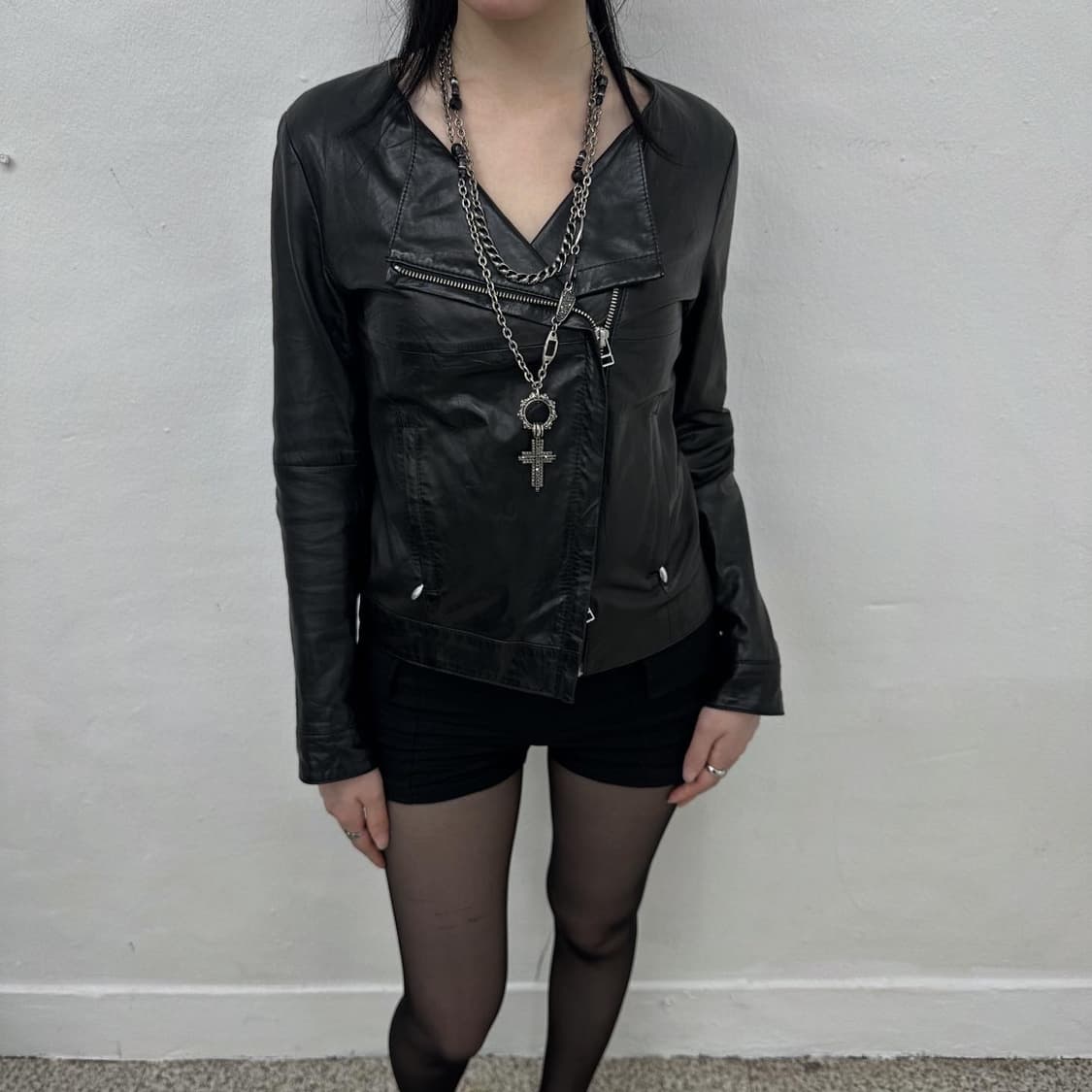 minimal asymmetry leather jacket 상품이미지1