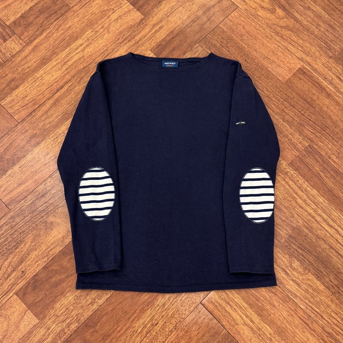 L 세인트제임스 네이비 엘보 패치 티셔츠  상품이미지1