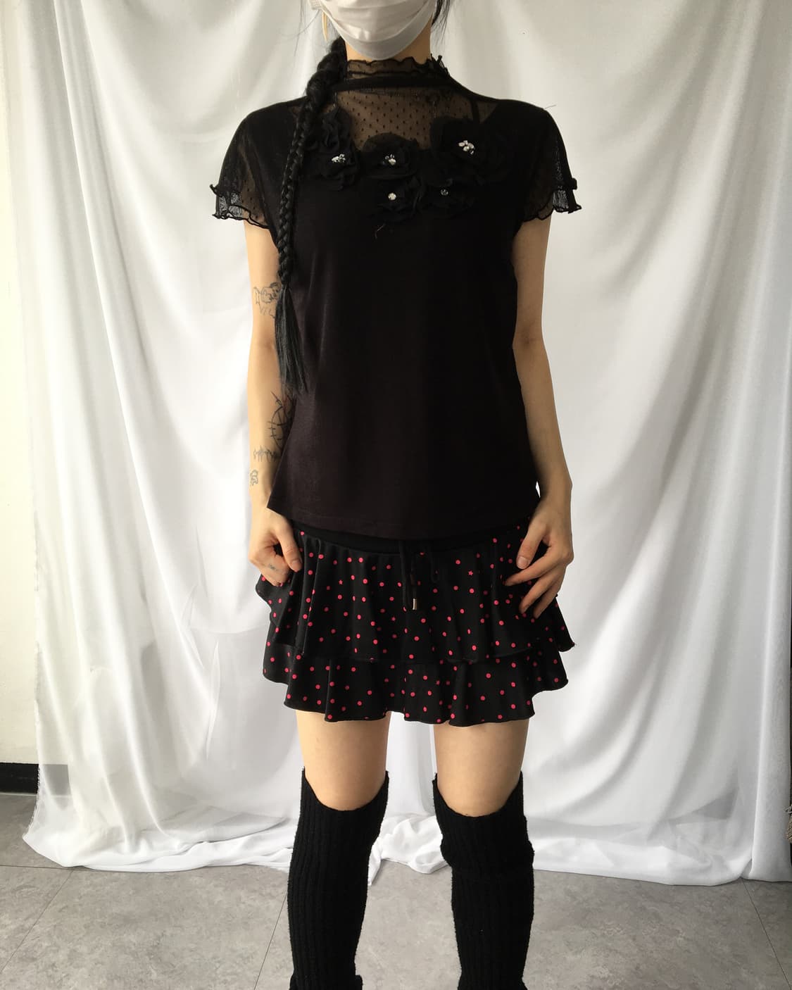 Corsage point mesh top 상품이미지4