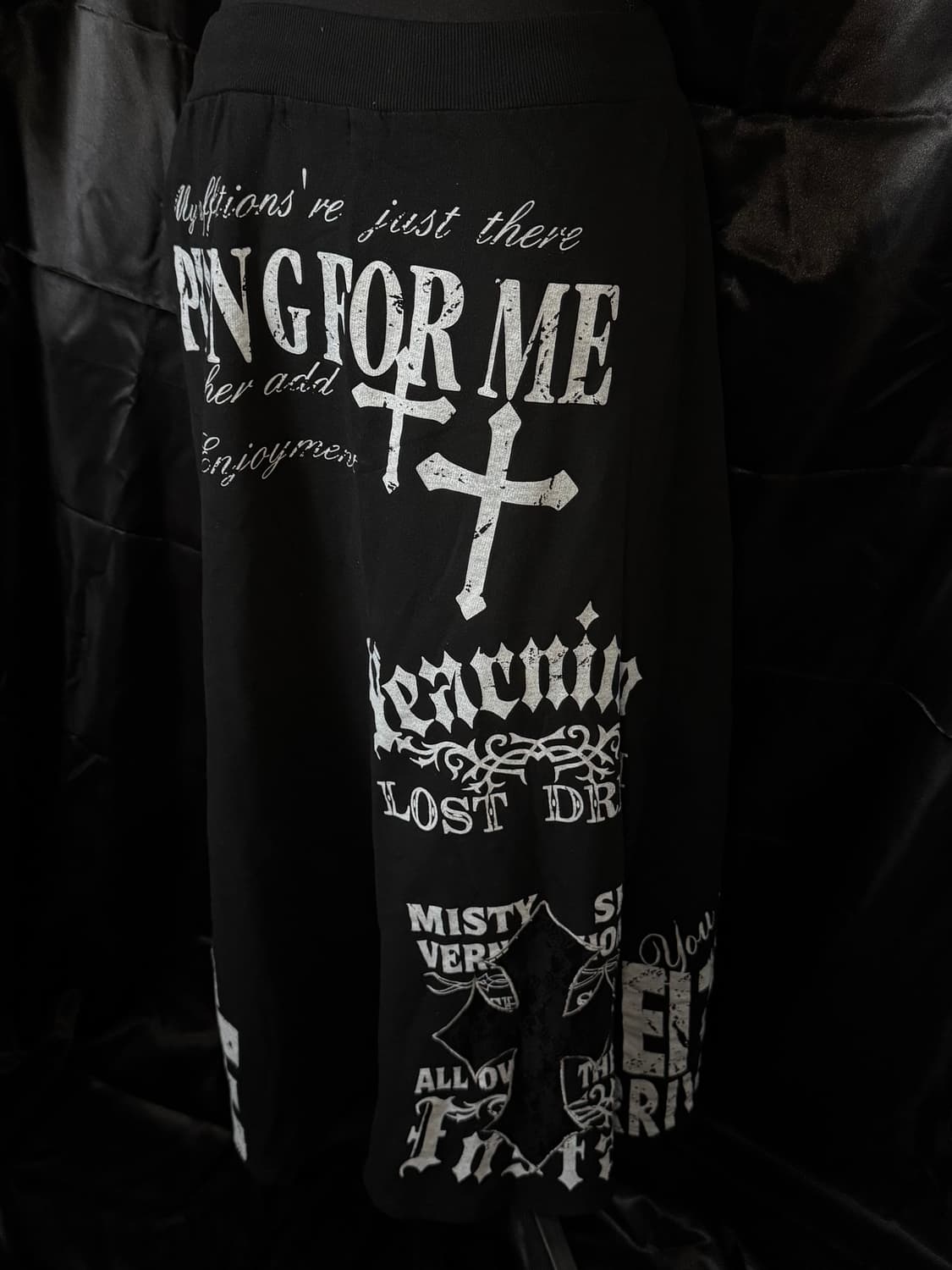 M.K.R 펑크 블랙 해골십자가 밴딩 롱스커트 상품이미지6