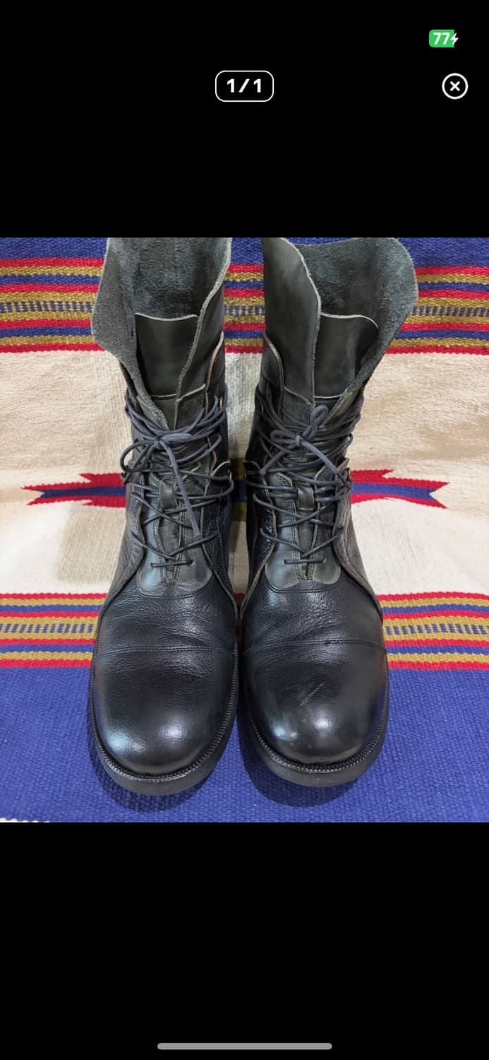 훕데두 헤비 레이어드 레이스업 컴뱃 가죽 부츠 상품이미지2