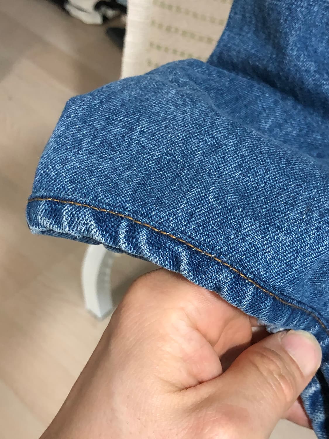 모드나인 MOD7ww 진청 와이드 데님 (30) 밑단 수선 상품이미지7