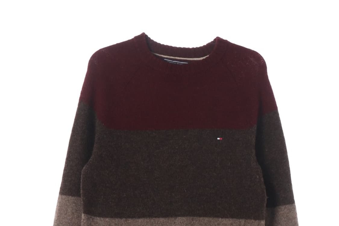 타미힐피거 3단 컬러블록 라운드 울 니트 M 상품이미지3