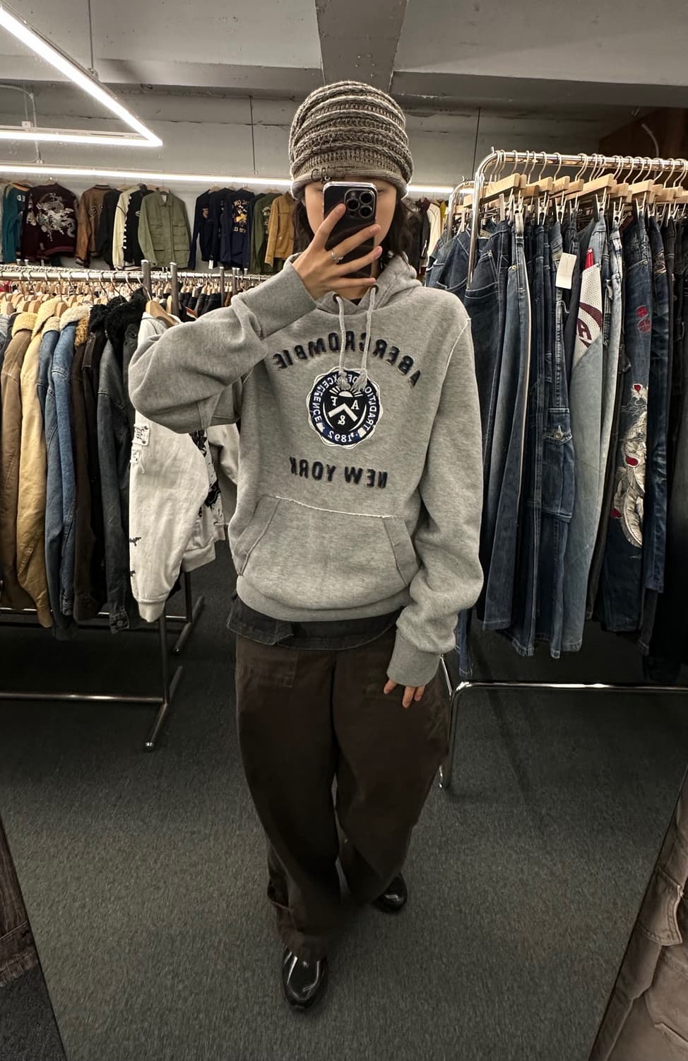 L)아베크롬비 Abercrombie 빈티지 기모 그레이 후디 상품이미지1