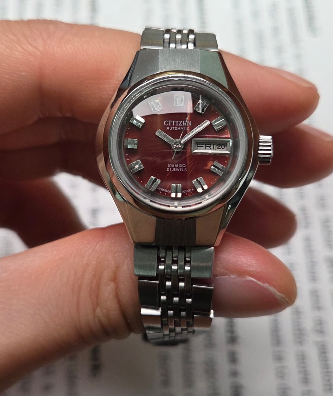 레어] 빈티지 시티즌 28800 하이비트 브라운판 컷유리 데이데이트 여성 상품이미지3