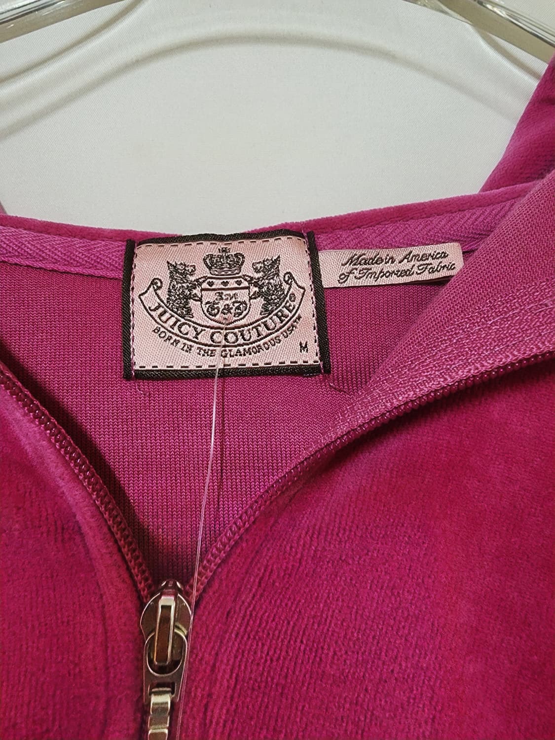 쥬시꾸뛰르 y2k 핫핑크 벨벳 후드집업 상품이미지2