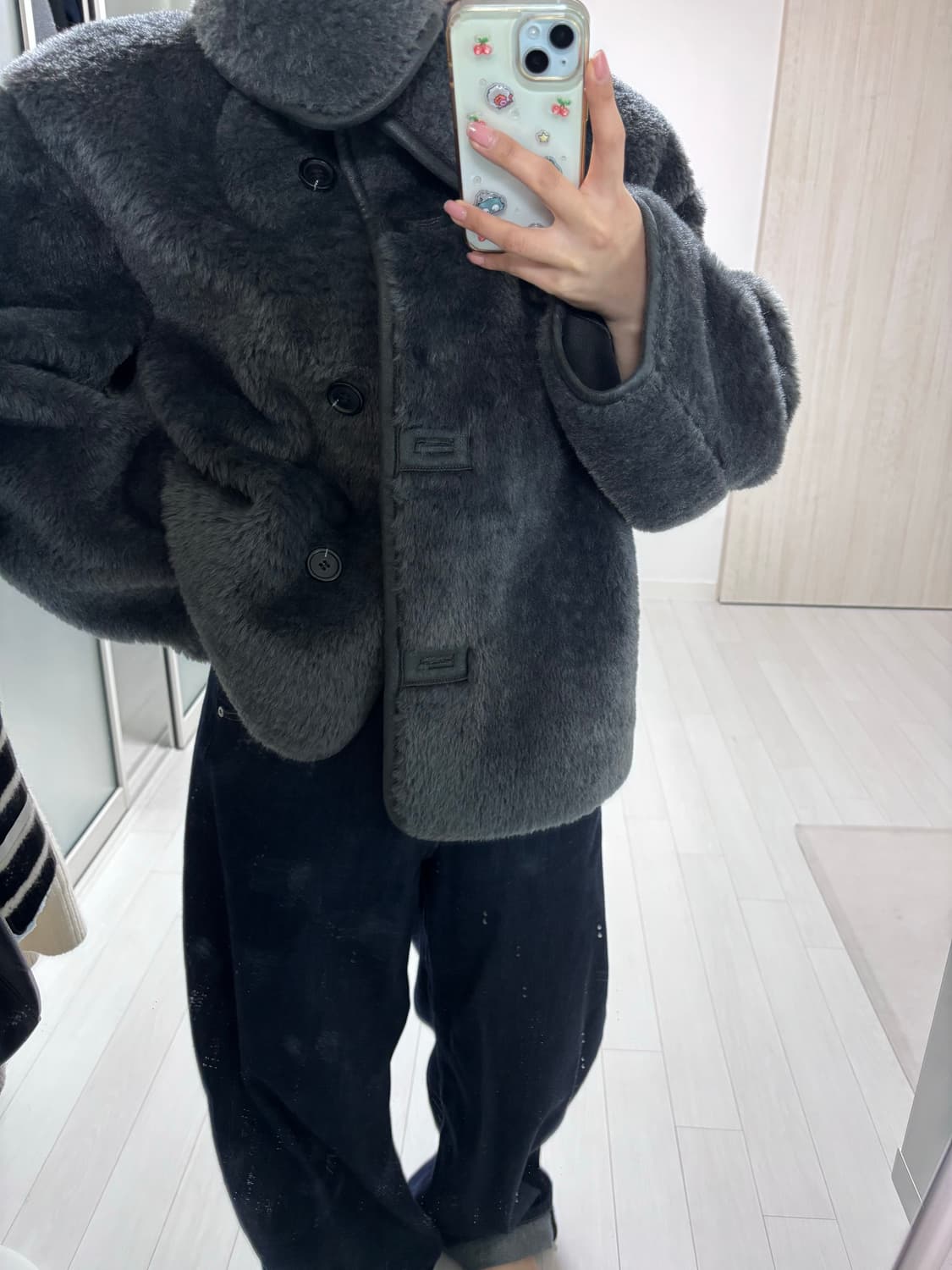 Arket 아르켓 숏 테디 자켓 다크그레이 상품이미지1