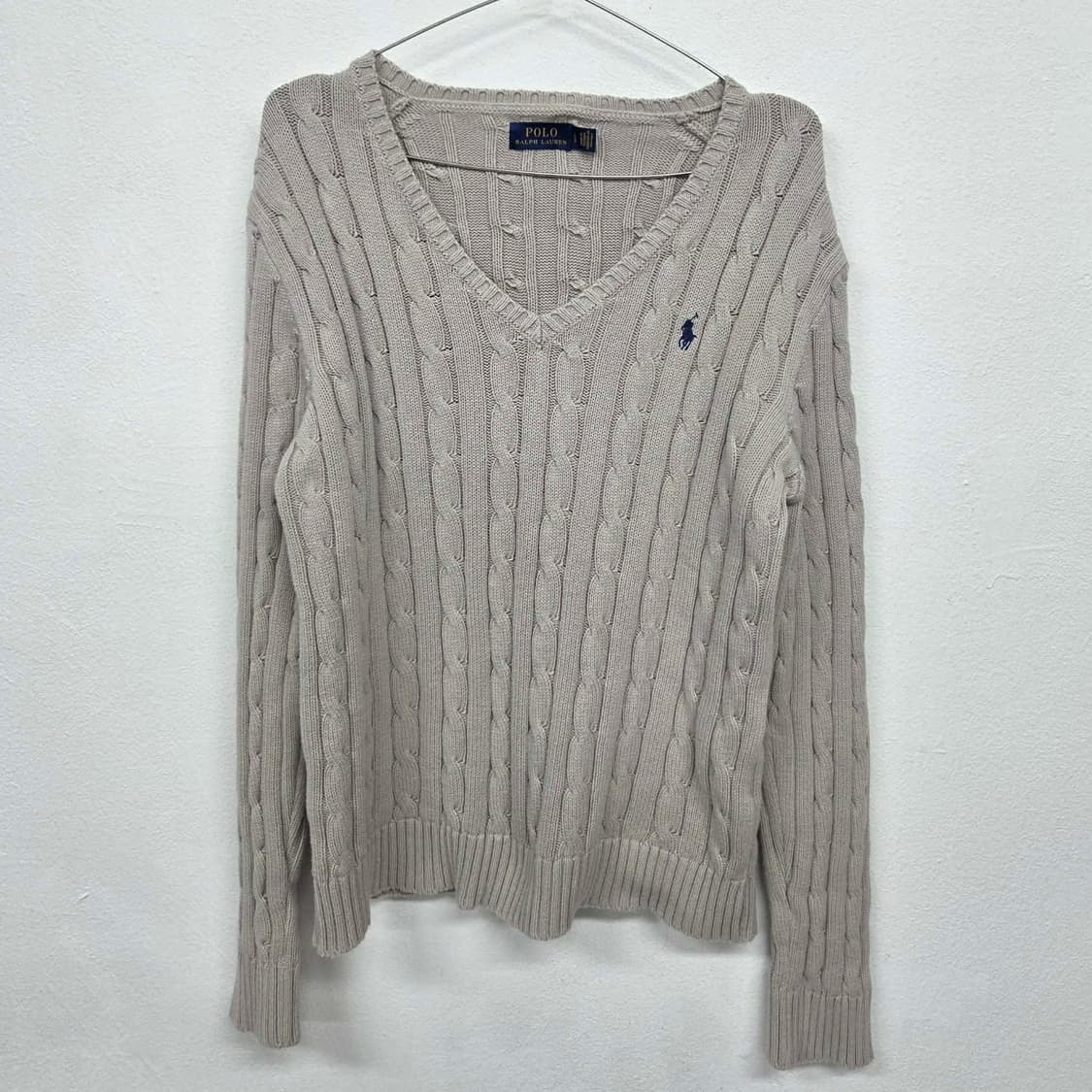 폴로 랄프로렌 연그레이 케이블 걸즈 브이넥 코튼 니트(L) 상품이미지4