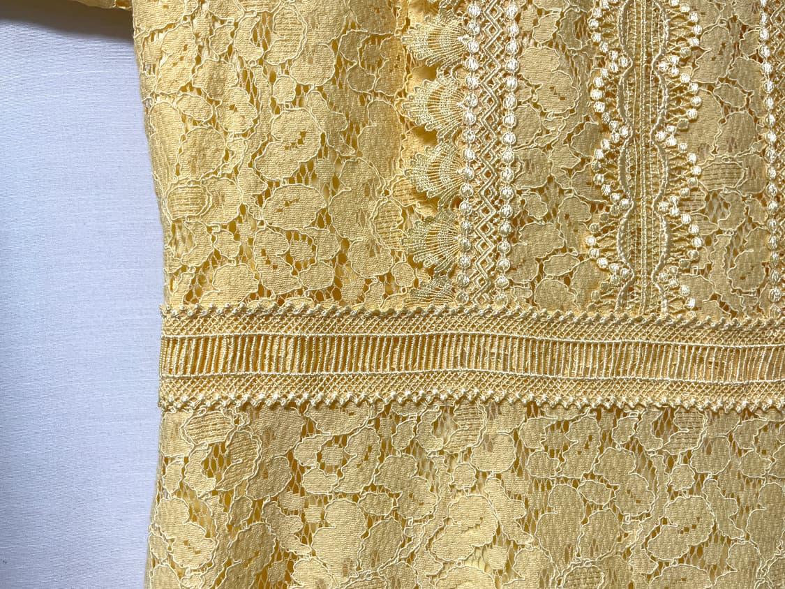 (새상품) 여성 잇미샤 레이스 펀칭 반팔 플레어 원피스 55 _ 옐로우 상품이미지5